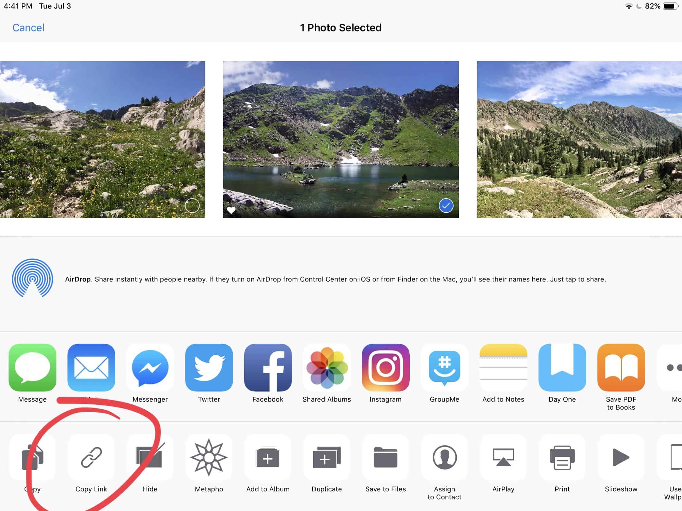 how to share icloud link via email