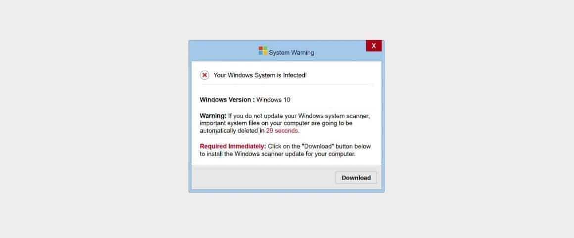 Message 000029 on Windows is a tech scam, don't download anything it offers