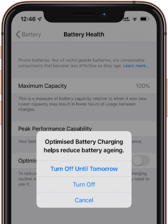 Turn Off Optimized Battery Charging