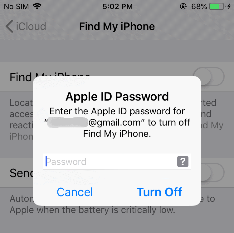 Turn Off Find my iPhone