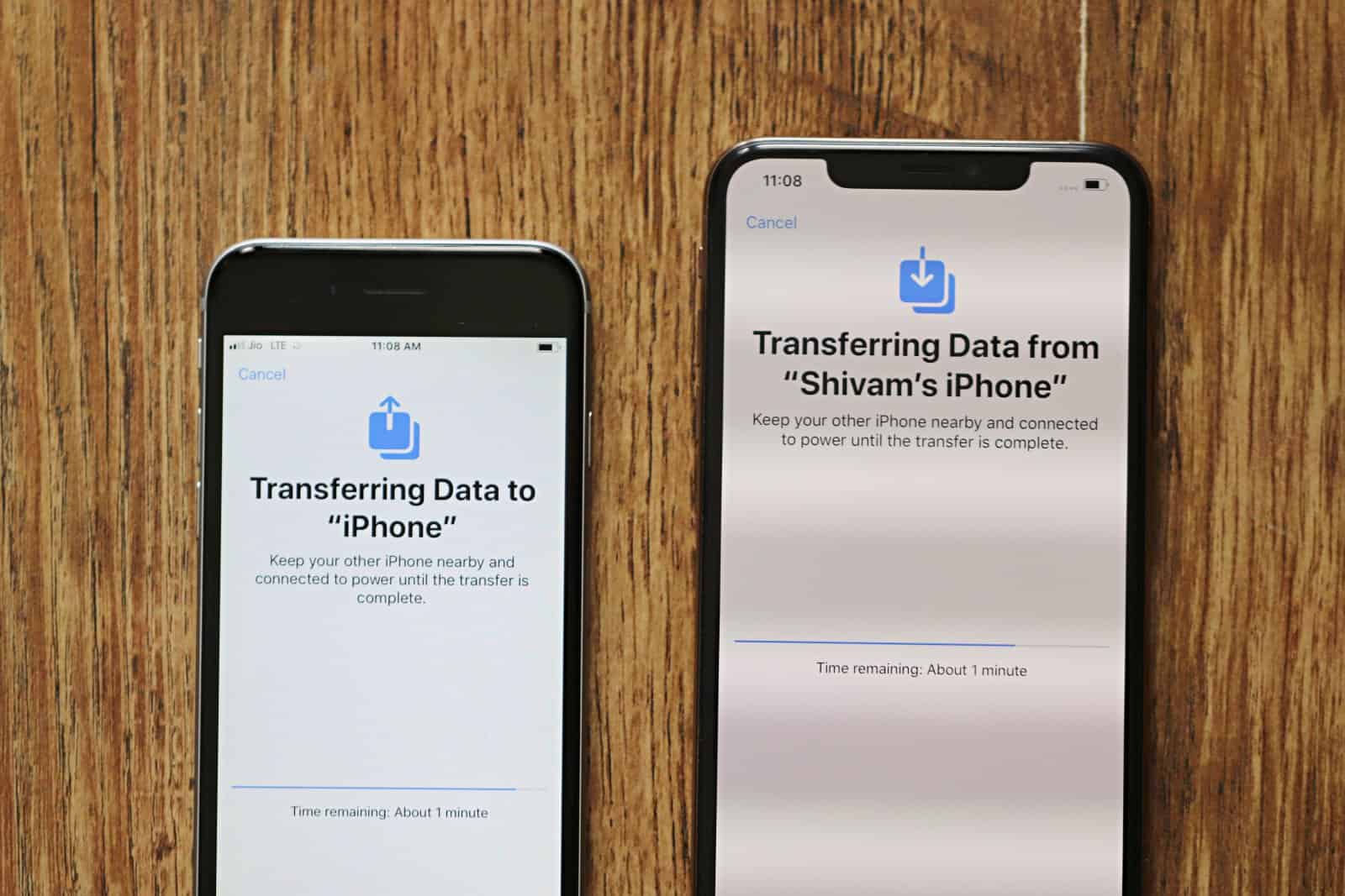 Tranferring data from iPhone to iPhone wirelessly during setup