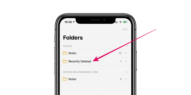 iPhone Notes Recently Deleted