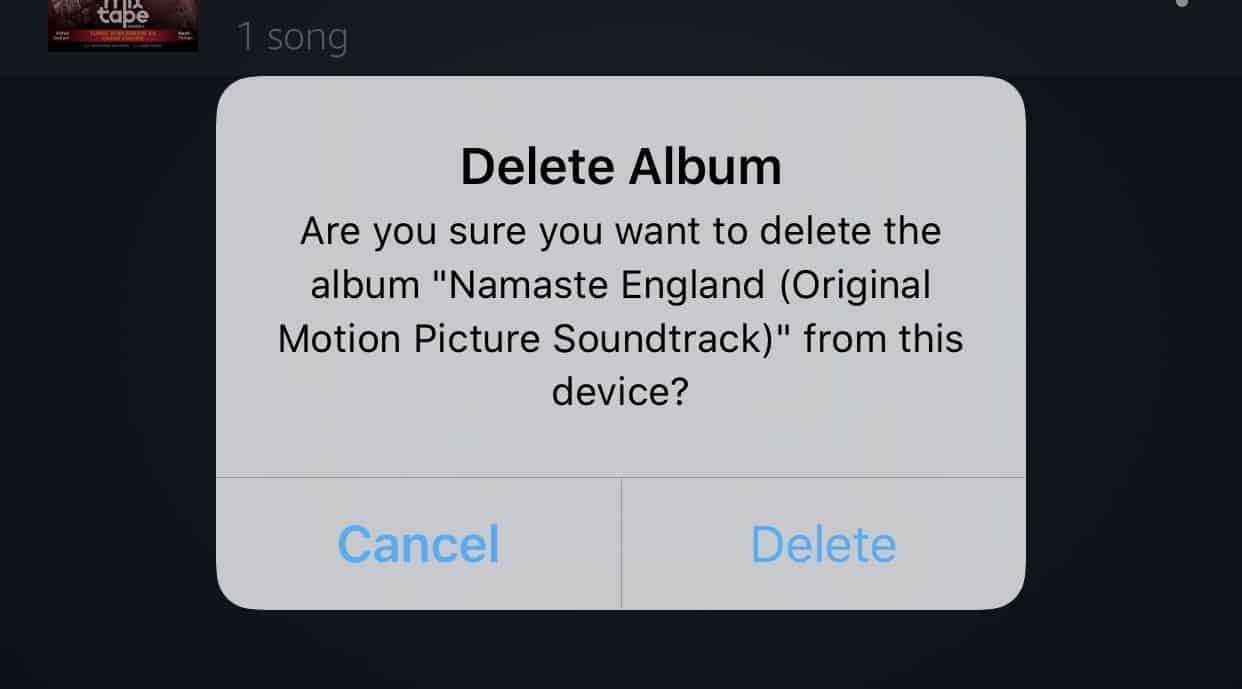 Confirm Delete Album Amazon Music iPhone