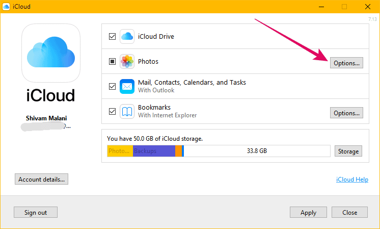 iCloud Windows Photos sync options