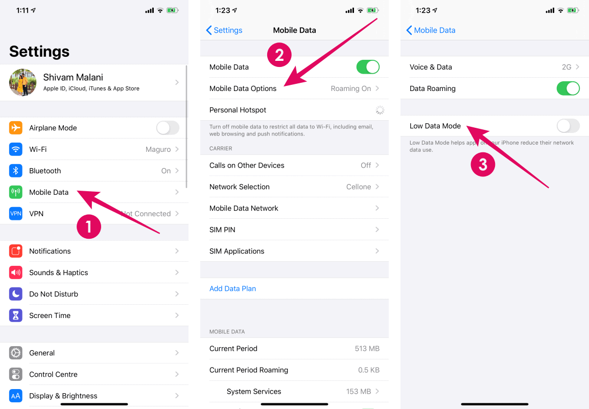 Enable Low Data Mode iPhone Cellular Data Plan
