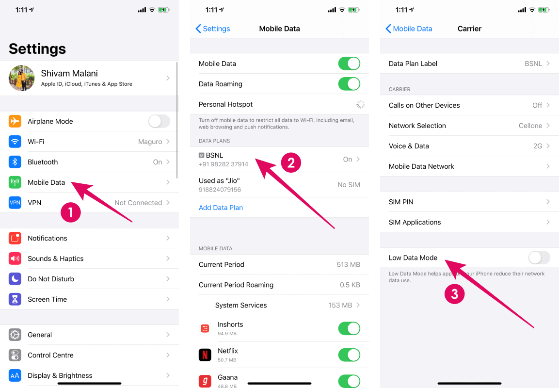 Enable Low Data Mode iPhone Cellular Data Plan Dual SIM eSIM