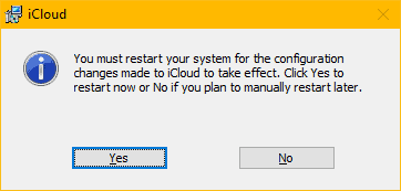 retsart PC after installing icloud