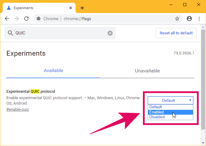 chrome experimental quic protocol