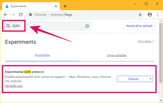 chrome experimental quic protocol