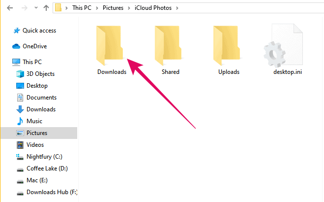 Windows iCloud photos download folder