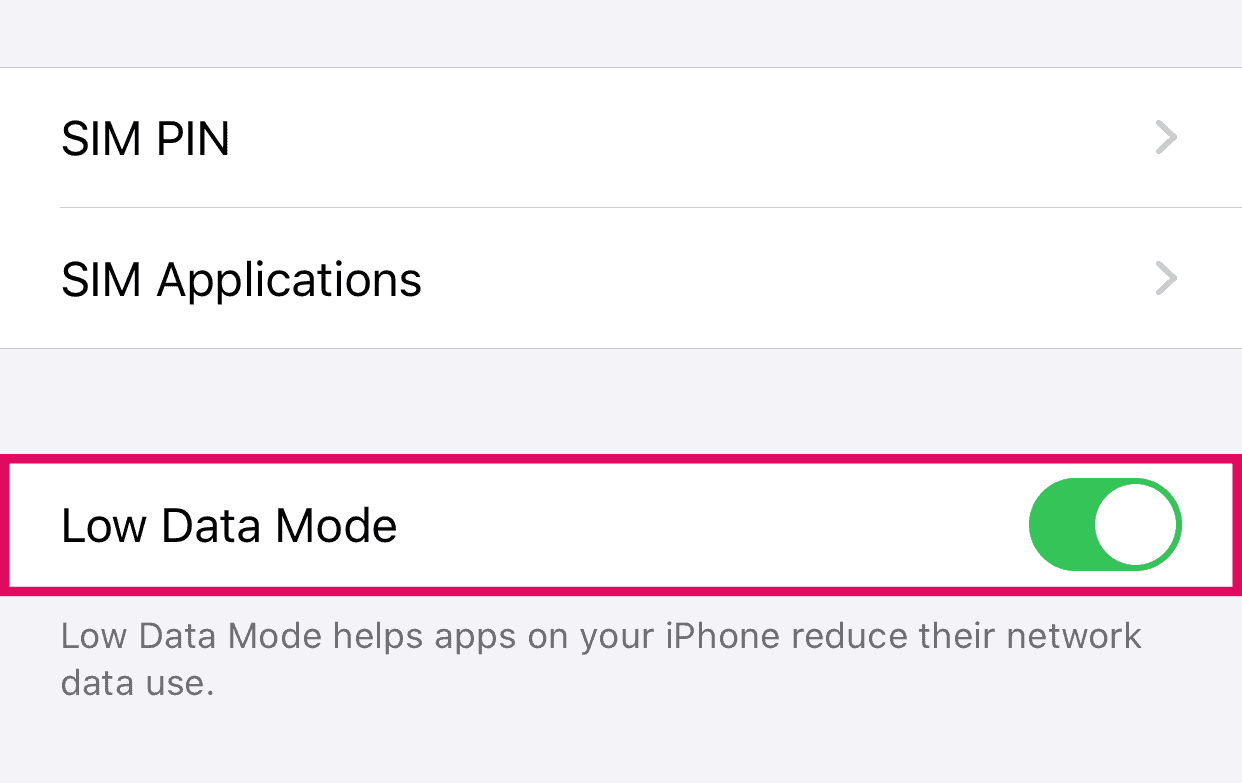 Enable Low Data Mode Toggle iPhone Cellular Data Plan Dual SIM eSIM