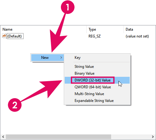 Create DWORD Registry Value Windows 10