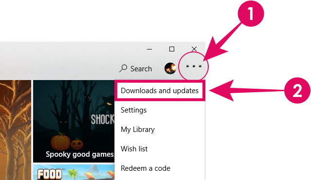 Go to Downloads and Updates screen in Microsoft Store