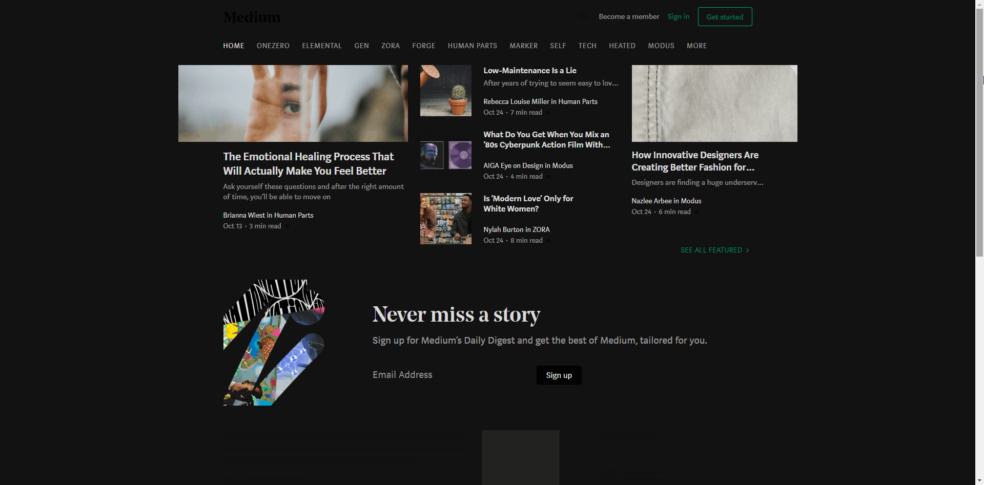 Medium in Dark Mode on Chrome