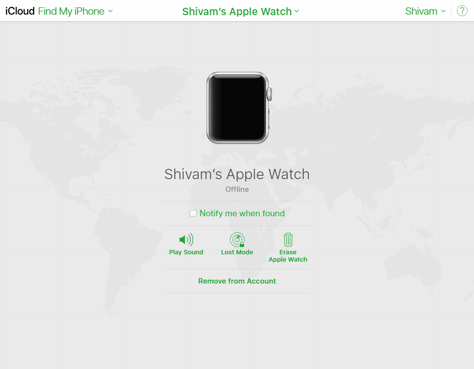 Turn off find my apple clearance watch