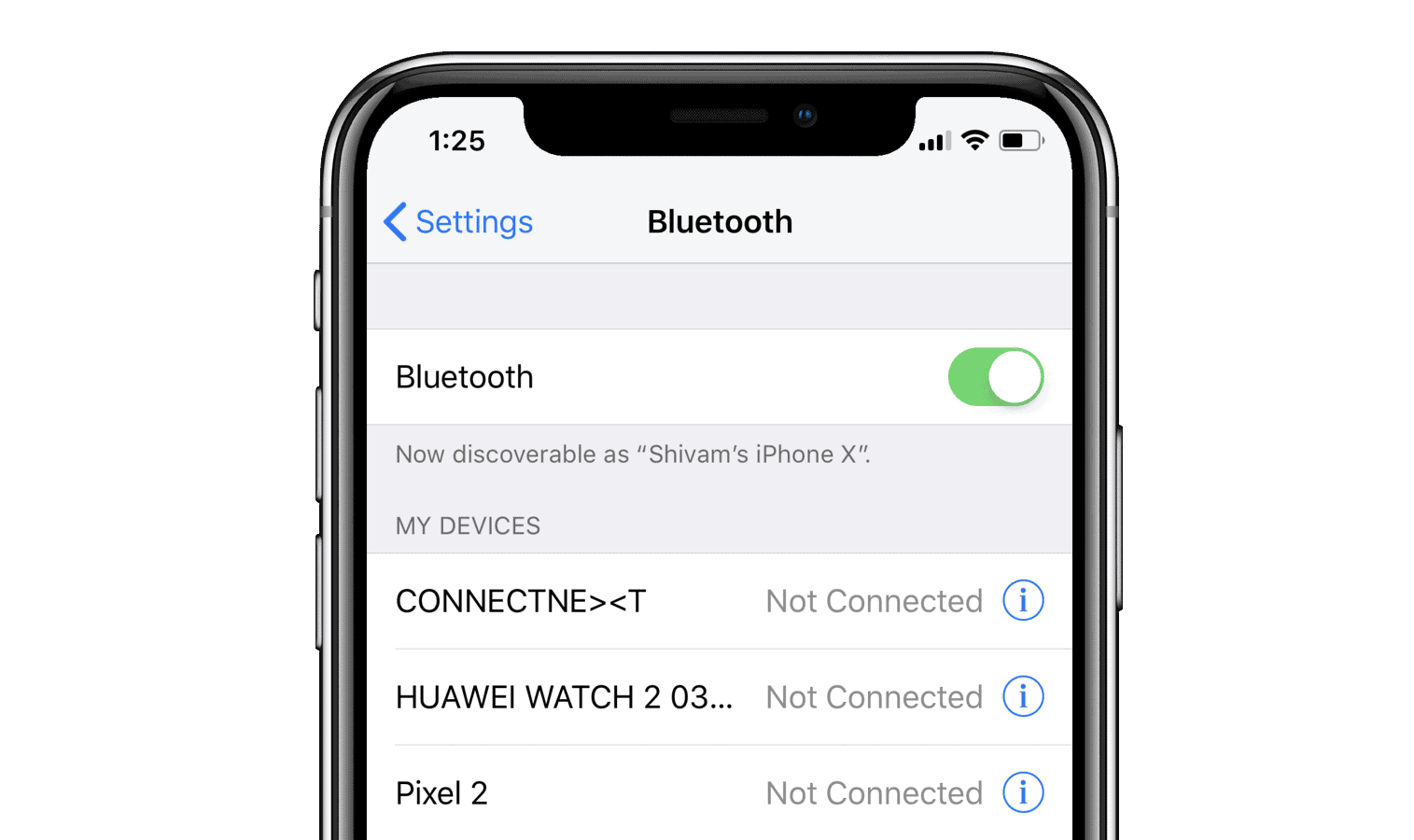 iPhone Bluetooth Settings