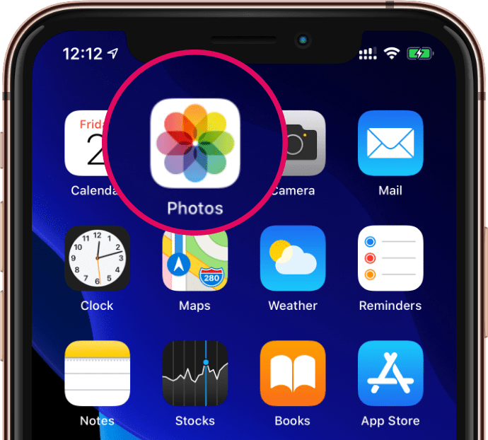 Open Photos App icon iPhone