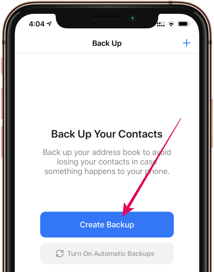 Create Backup Contacts iPhone app