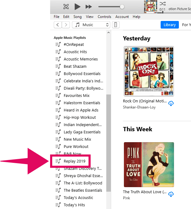 Apple Music Replay 2019 playlist in iTunes