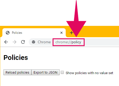 Go to chrome://policy URL in Chrome