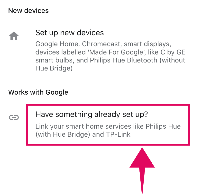 Link device in Google Home app