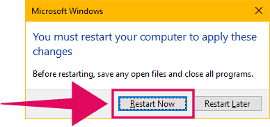 Restart PC after uninstalling Windows 10 update