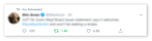 A retweeted tweet on Twitter