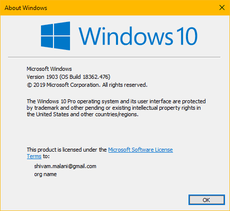 Windows 10 Version 1903