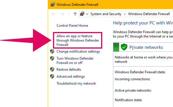 Windows Defender Firewall Allowed Apps List