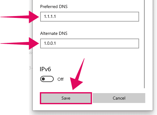 Setting custom DNS server Windows 10