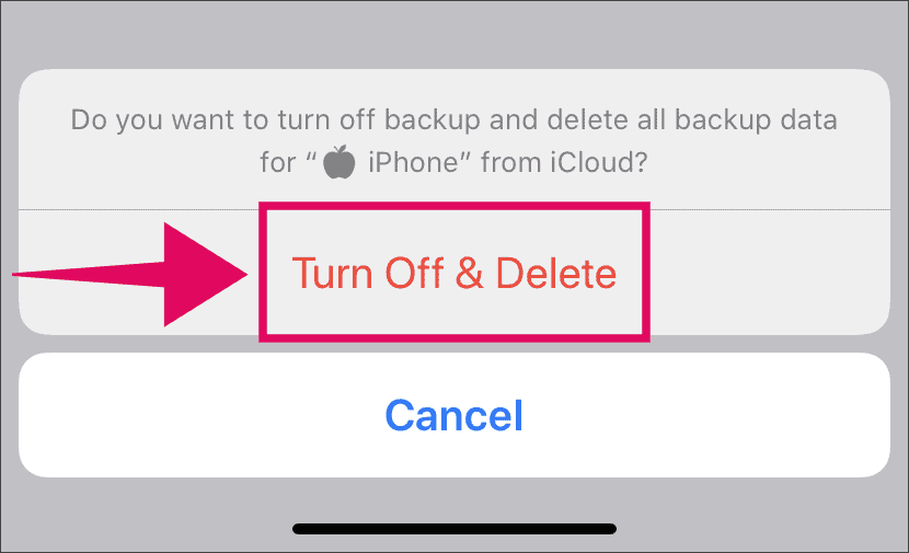 Tap "Turn Off & Delete" to confirm the deletion