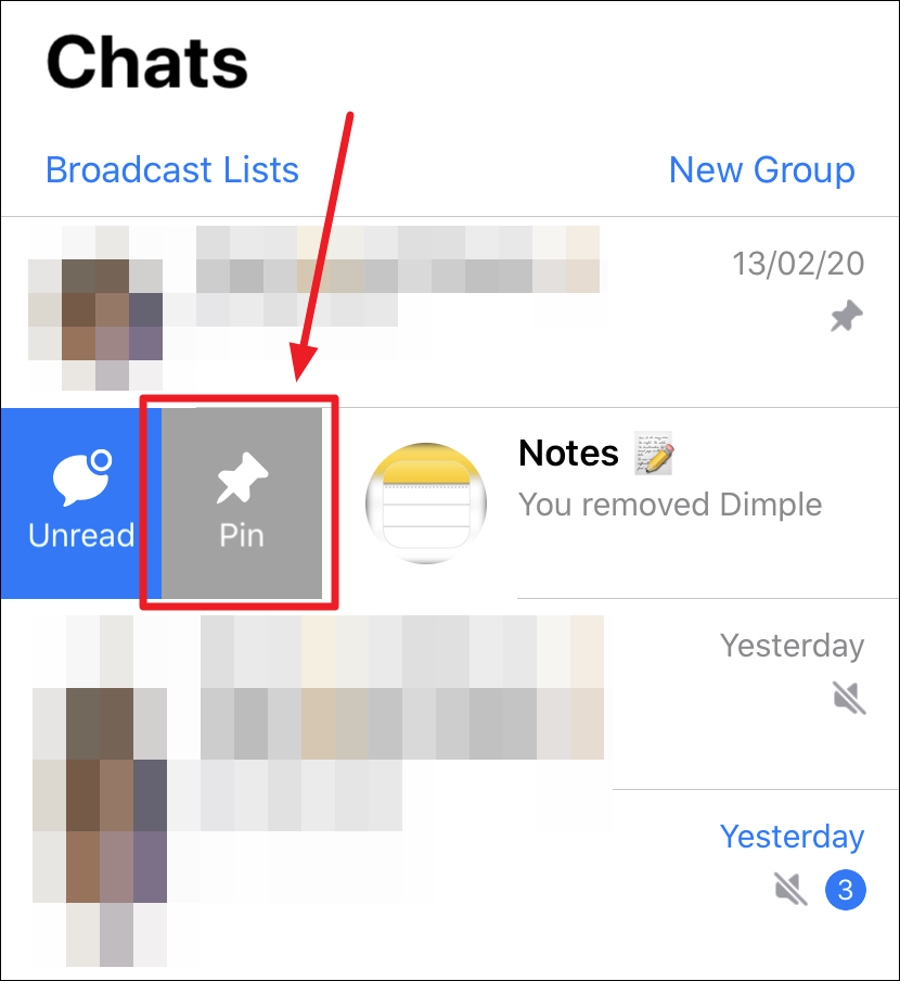 Pin Group in WhatsApp