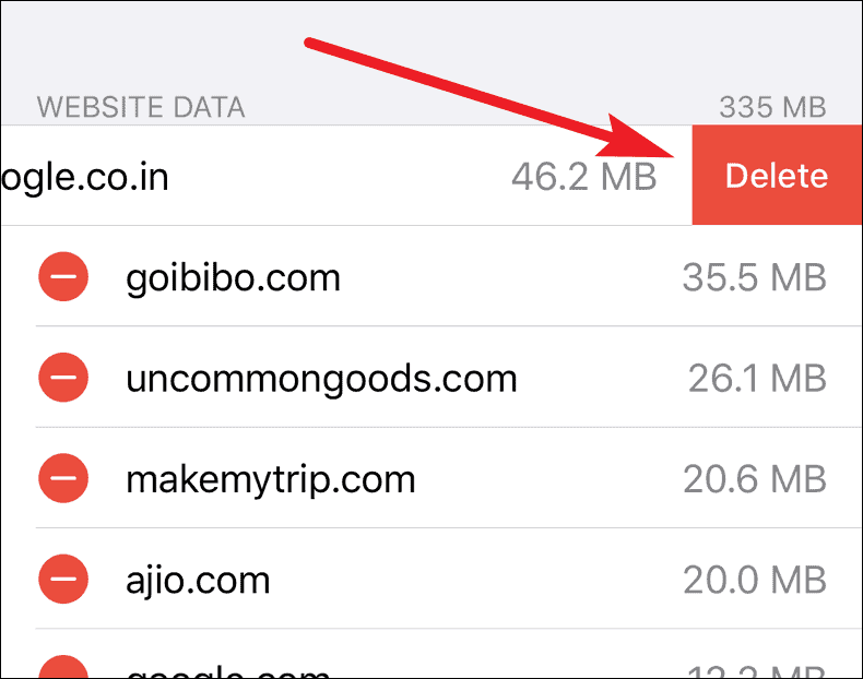 ios safari delete specific cookies