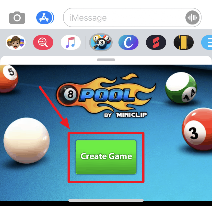 how to play 8 ball pool on iphone message