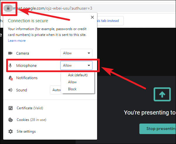 how to unmute your presentation on google meet
