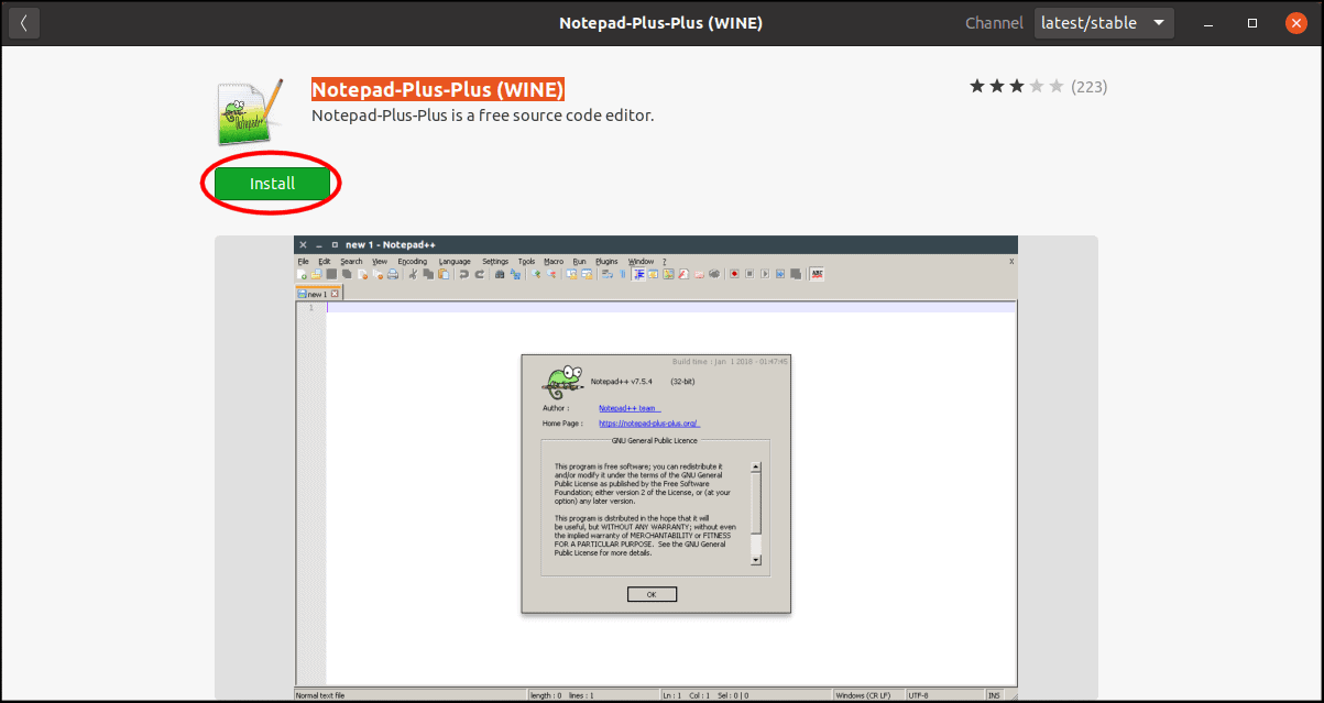 Ubuntu Software Notepad++ Install.
