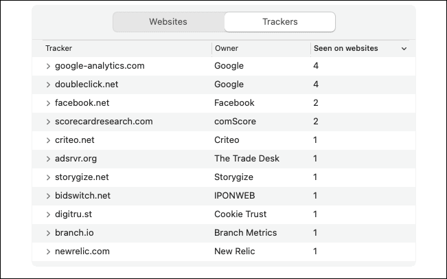 privacy report apple safari