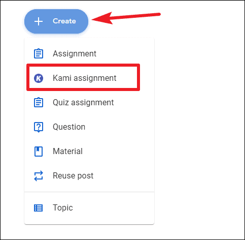 how to put a kami assignment in google classroom