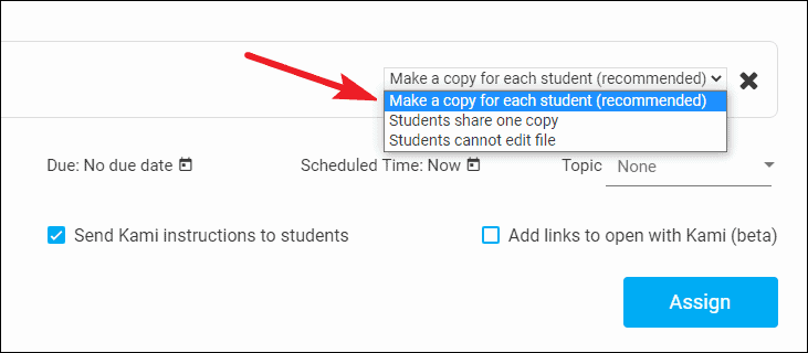 how to put a kami assignment in google classroom