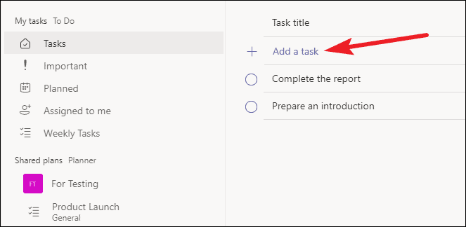 task by planner and to do in teams