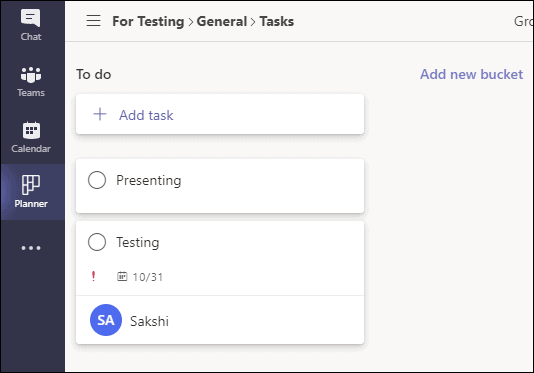 task by planner and to do in teams