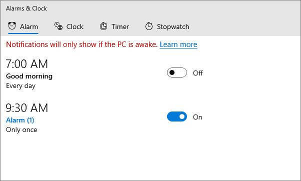 Windows alarm clock. Windows Alarms.