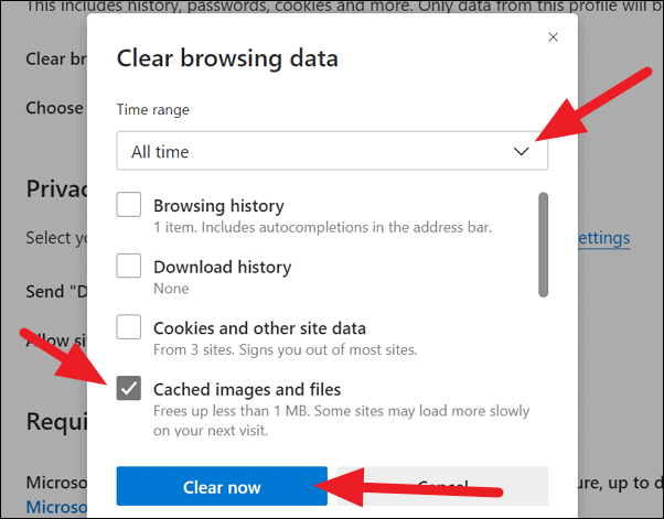 How to Clear the Cache in Microsoft Edge