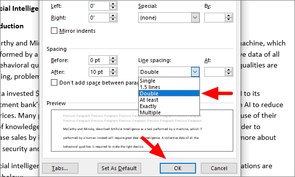 how to make essay double spaced on microsoft word