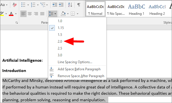 how to make essay double spaced on microsoft word