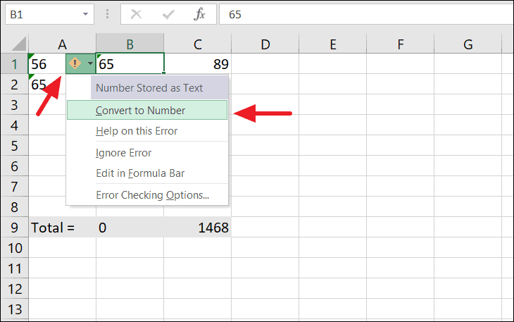 How To Convert A Text Cell To Number In Excel