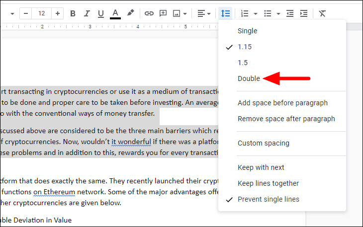 how to double space your essay on google docs