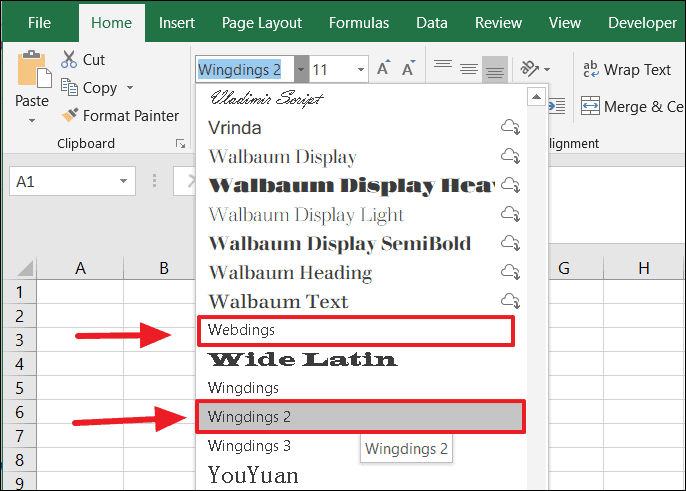 How to quickly insert tick and cross marks into cells?