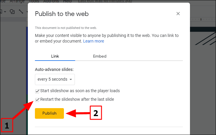 can you loop google slides presentation