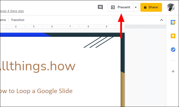 how to make google slide presentation loop
